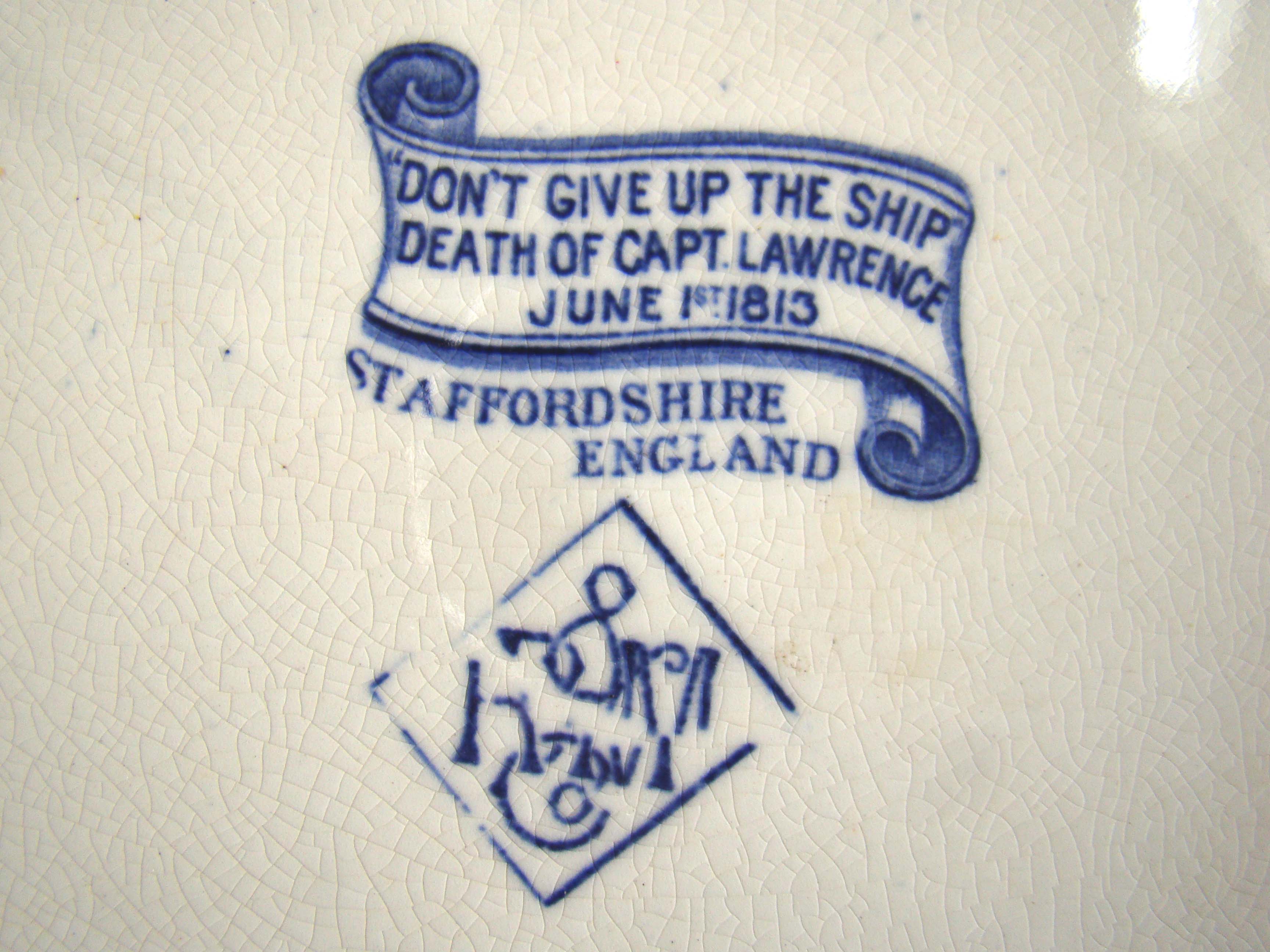 A rare historical Staffordshire plate depicting the Death of Capt. Lawrence June 1st, 1813 — image 3